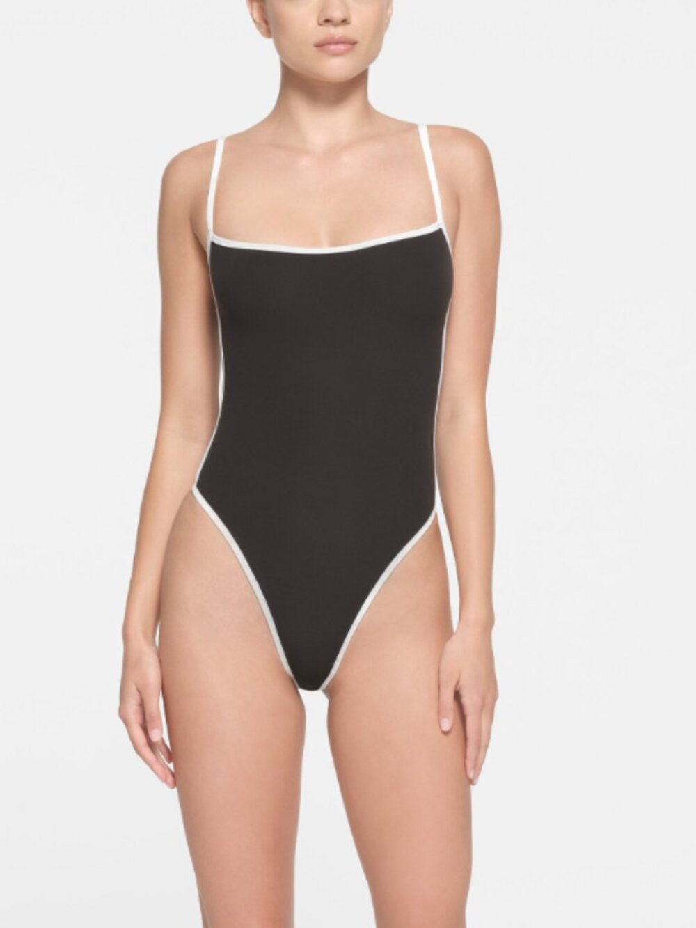 NEW SKIMS Fits Everybody Contrast Trim Thong Bodysuit Onyx Multi 2X Plus NWT